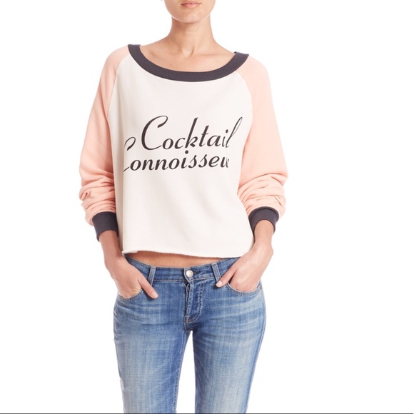 Wildfox Tops - Wildfox “Cocktail Connoisseur” cropped sweatshirt